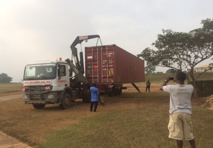 Container with R66 arrives at the hangar in Yaounde